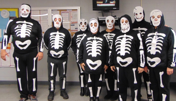 VIAM employees dressed in skeleton costumes